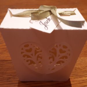 Large Ivory Heart Rustic Favour Box